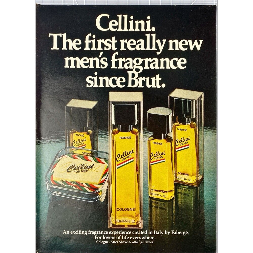 Cellini "The First really New Men's Fragrance since Brut" Vintage Ad Playboy